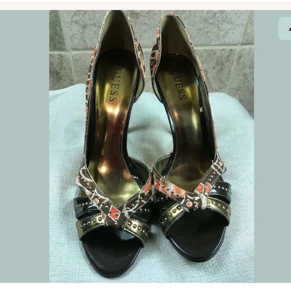 Guess Women's Stiletto Brown Open Toe 8.5M NWOB